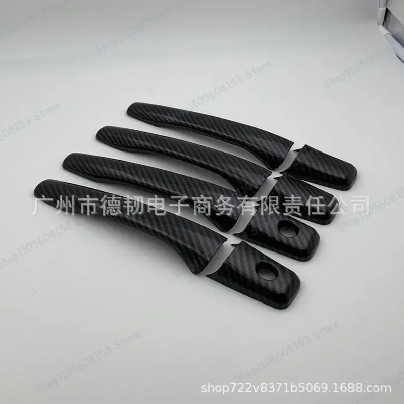 For Mitsubishi Lancer Carbon Fiber Pattern Black Door Handle Decorative Sticker For Lancer Lingshuai Car Styling Accessories