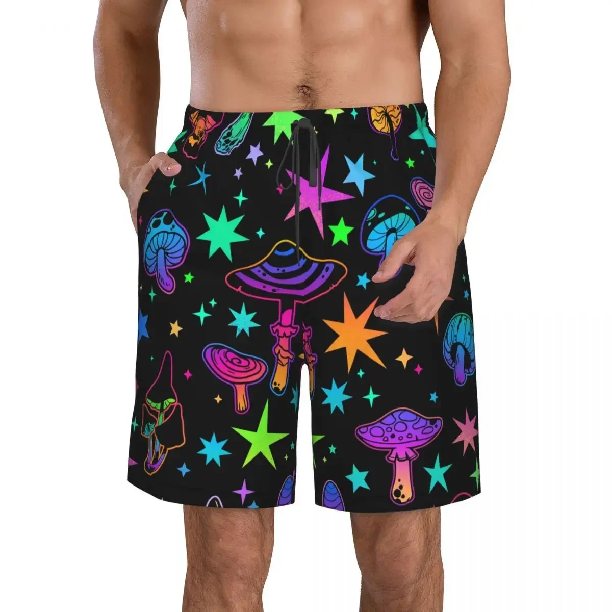 Swimsuit Beach Quick Drying Trunks Stars And Psychedelic Mushrooms Swimwear Briefs Board Shorts Beachwear