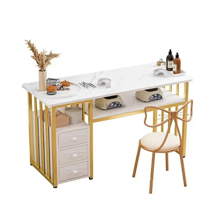 

Japanese Manicure Table Simple Ins Manicure Shop Table and Chair Set Nordic Light Luxury Single Double Professional Nail Tables