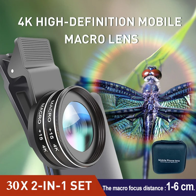 عدسة ماكرو 30X للهاتف، عدسة كاميرا للهاتف الخلوي لهاتف آيفون المستقطب، كاميرا الهاتف المحمول، عدسة هاتف ماكرو للتصوير الفوتوغرافي