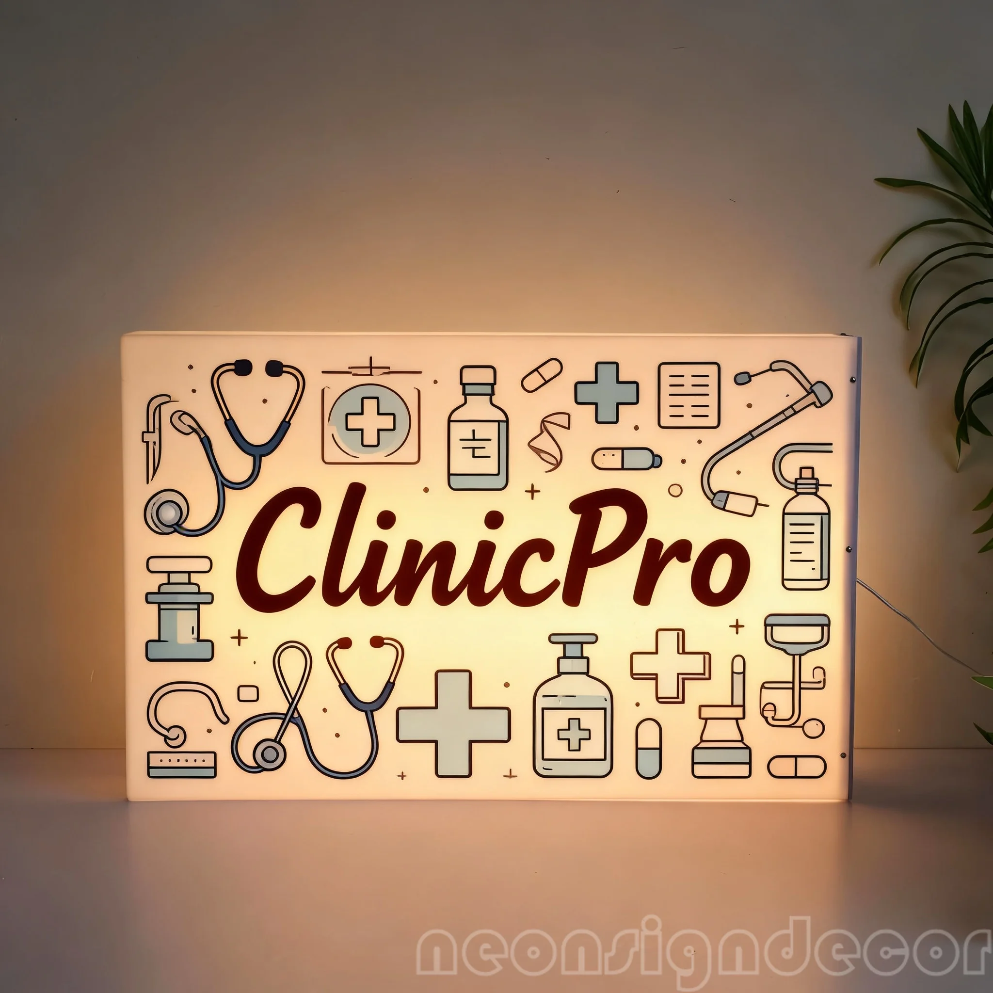 Clinic Pro Custom Light Box Sign, Personalized LED Business Blade Sign, Double Sided Illuminated Shop Sign for Cafe Store Salon