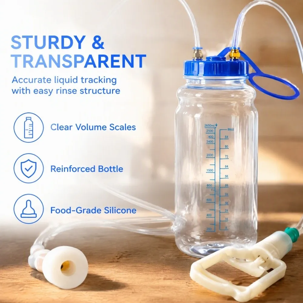 1 set Vacuum Pressure Pump Goat Milking Machine Sturdy Plastic Bottle Clear Transparent Material Manual Goat Milker