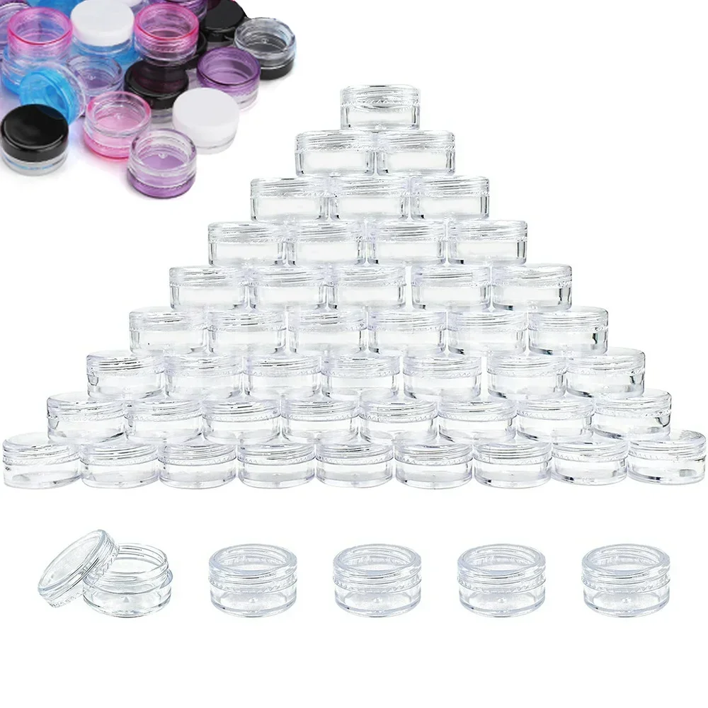 10pcs Make Up Jar Cosmetic Sample Empty Container Plastic Round Lid Small Bottle Eyeshadow Cream Travel Pot 2g 3g 5g 10g 15g 20g