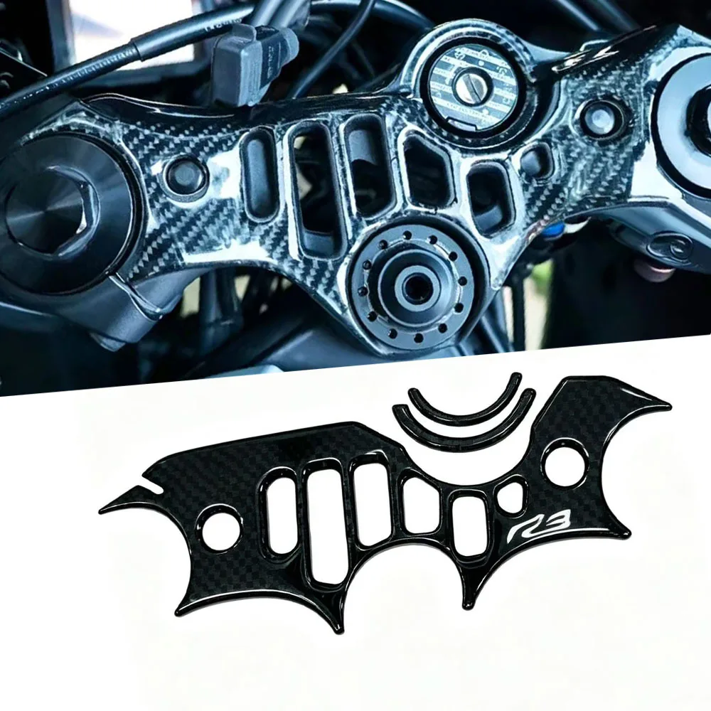 3D carbon fiber upper panel sticker, FOR Yamaha YZF-R3/R25 2014 to2024 Samsung pillar three-dimensional glue protection sticker.