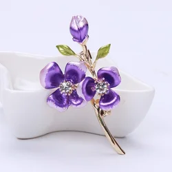 exquisite enamel peach blossom brooch women plant pin accessories