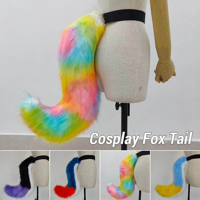 

Handmade Furry Wolf Tail Girl Plush Cosplay Accessories Faux Fur Wolf Tail Lolita Cosplay Animal Tails Halloween Party Kids Gift