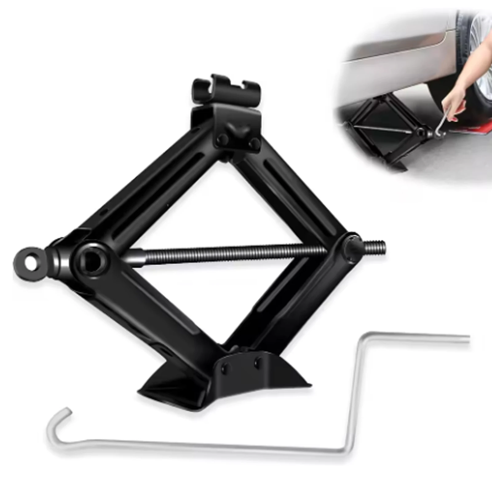 2 Ton (4409 lbs) Scissor Jack with Speed Handle – Heavy Duty Steel Tire Jack, 3.3″ to 15.2″ Lifting Range, Portable Emergency Car Kit for Tire Changing & Repair view 8