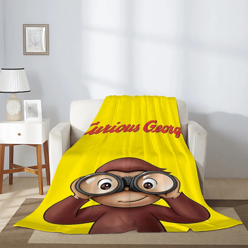 

Curious George Monkey Custom Blanket Sofa Winter Cute Cartoon Fluffy Soft Blankets & Throws Microfiber Bedding Knee Warm Fleece