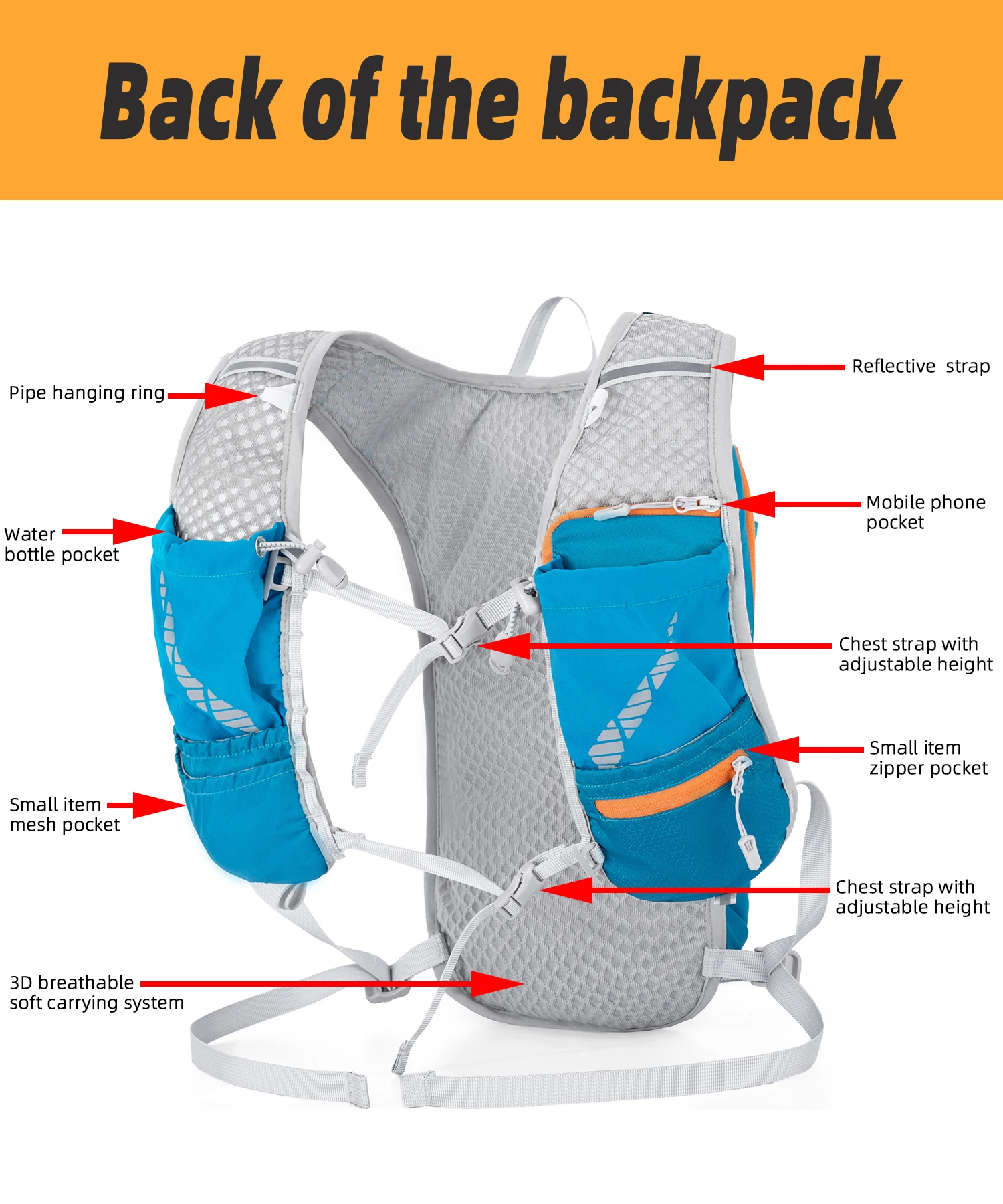 Outdoor-Sportrucksack Wanderrucksack Mini Ultraleicht Atmungsaktiv Jogging Bergsteigen Radfahren Offroad-Trail-Running-Tasche Tagesrucksack – Detail 7