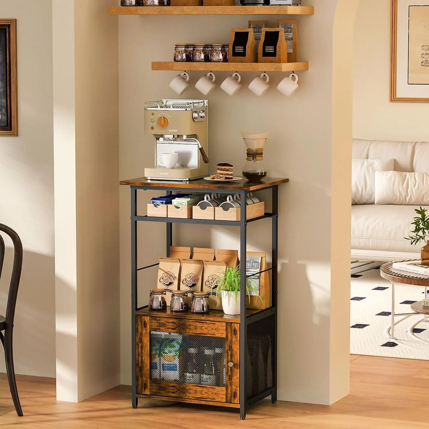 Amazon Nordic American Country Kitchen Shelves Coffee Rack Bar with Drawers Lockers Living Room