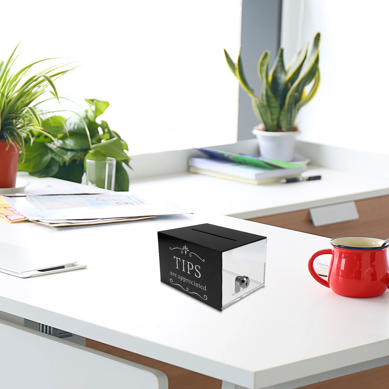 

Transparent Acrylic Tip Lock Box Collection Donation Suggestion Money Storage Container Raffle Cash Box Ballot Boxes