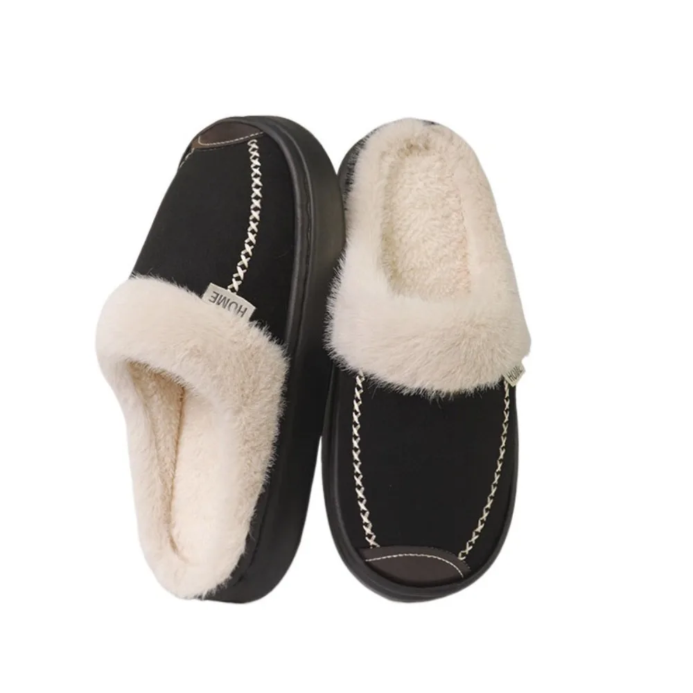 

Thick Sole Furry Thermal Slipper Anti-skid Homewear Shoes Warm Slippers Couple Home Slippers Fluffy Cotton Slippers Bedroom