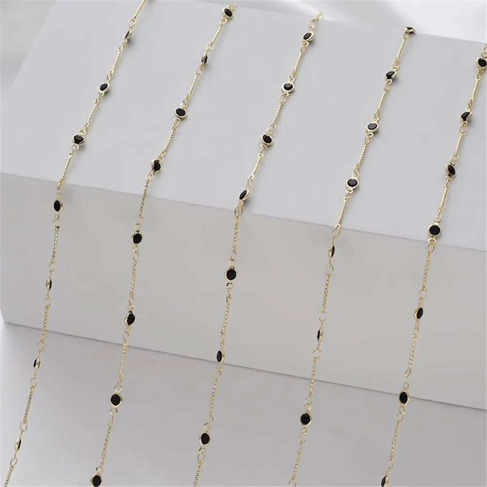 14K Gold-wrapped Twist Straight Rod Rhinestone Chain, Loose Necklace, Handmade Jewelry Material, Neck Chain, DIY Accessories