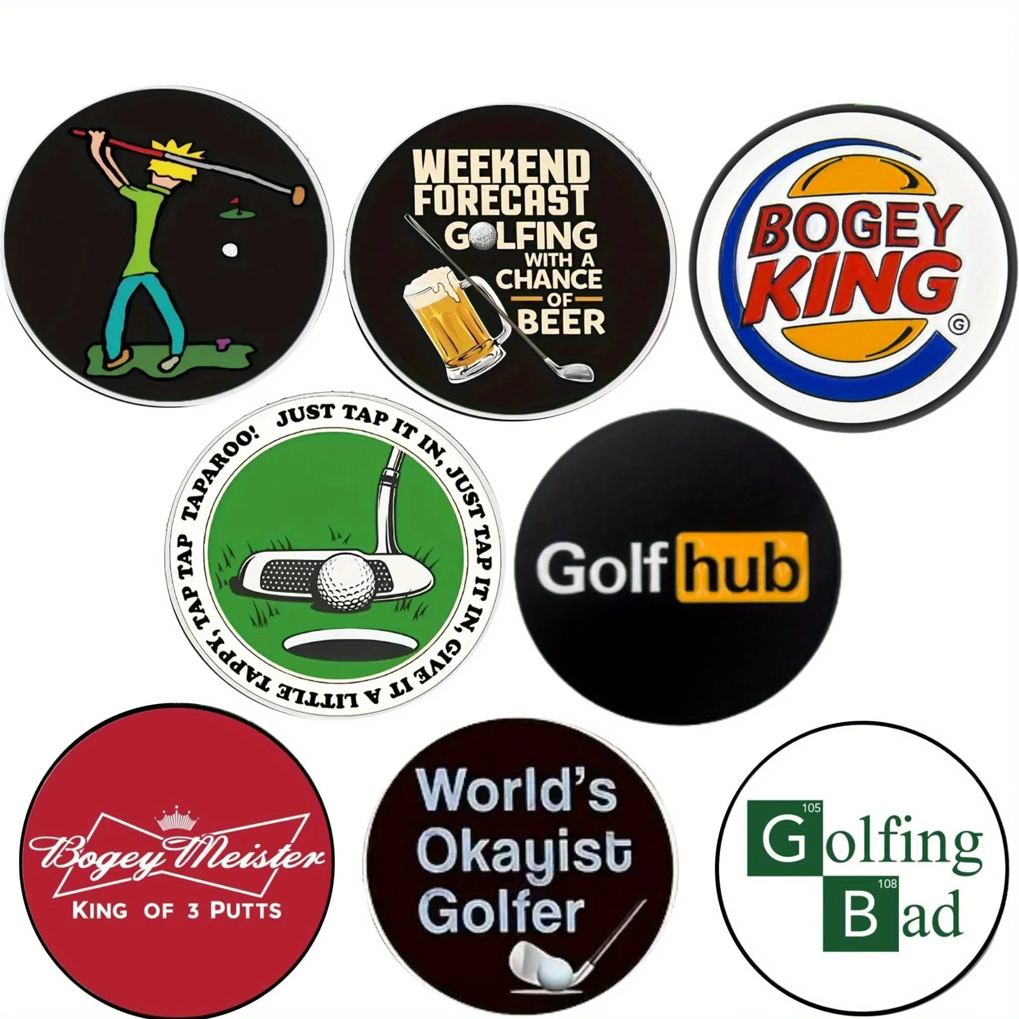 8 Counts Funny Happy Gilmore Golf Ball Marker Sets, Funny Golf Accessories for Men Golfers Birthday Retirement Fathers Day