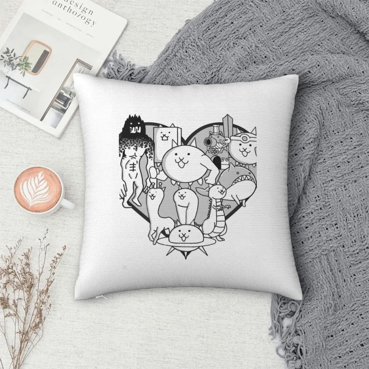 Housse de coussin carrée murale Battle Cats évolués, taie d'oreiller pour la maison, le canapé et le salon