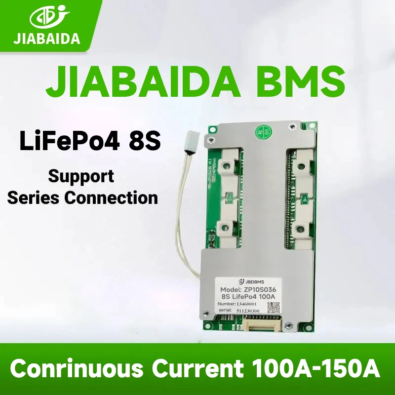 JBD BMS 8S Lifepo4 24V Lithium Battery 7S Li-ion 100A 120A 150A Current Charge Discharge with Balance Temp Sensor JIABAIDA BMS