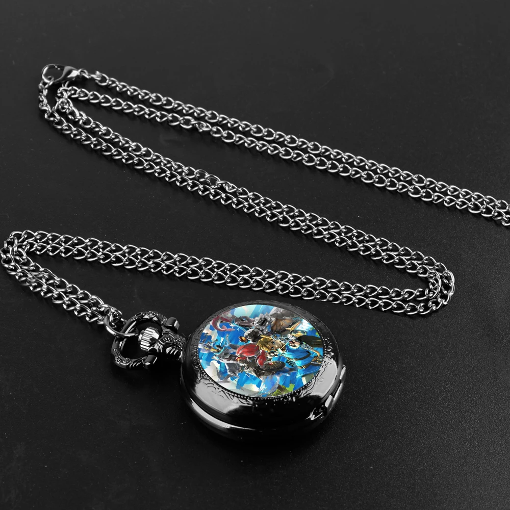 Famous Game Glass Dome Pocket Watch with Chain Necklace Vintage Quartz Pendant Watches Mens Women Gifts for Kids