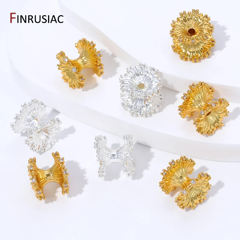 18K Gold Plated Brass Inlaid Zircon Waist Shape Spacer Beads For Bracelet,Separator Beads For DIY Jewelry Making Supplies image 6