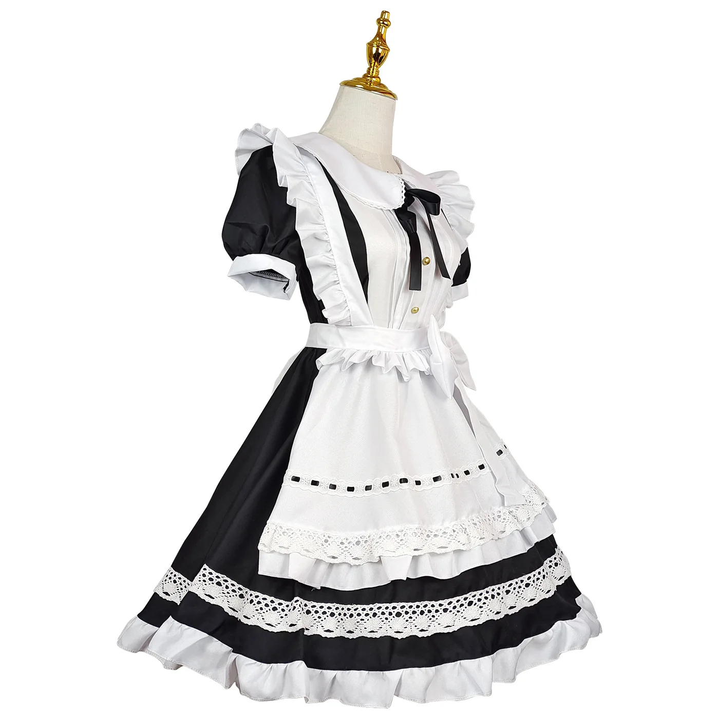 Anime Halloween Cosplay Kostüme Anime Schürze Dienstmädchen Rollenspiel Langes Kleid Übergröße Schwarz Weiß Lolita Dessous Kleid Dienstmädchen Outfits – Detail 23