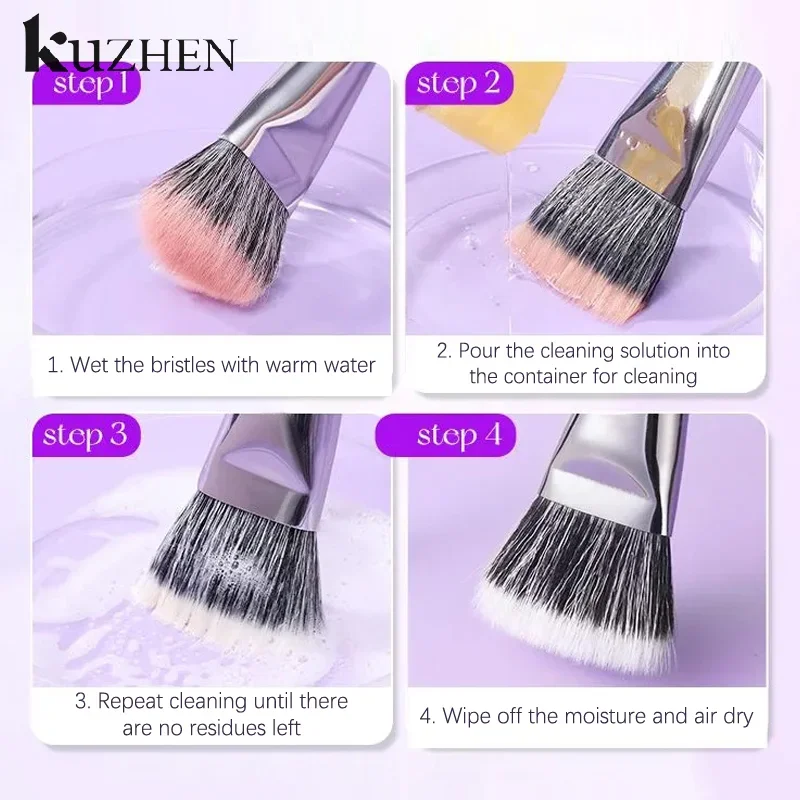 プロのヘアフェイスメイクブラシロングハンドルブラッシュブラシ 3 個パウダークリームパフコンシーラーブラシ美容メイクツール