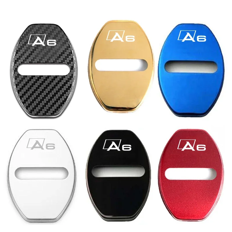4pcs Stainless Steel Car Door Lock 3D Stickers Caps for Audi A6 Logo A3 A4 A5 A7 A8 Scratch-resistant Cover Protective Cases