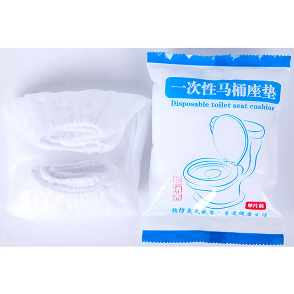 

50Pcs Toilet Seat Cover Non-Woven Disposable Thickened Portable Bathroom Accessory for Travel Hotel Ktv Park Home Use White