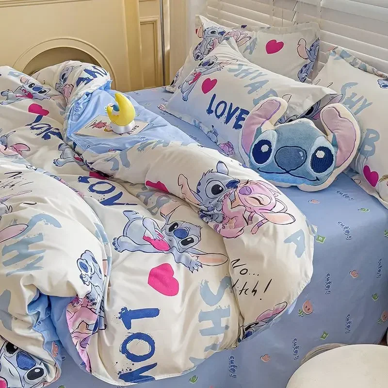 Disney Stitch Bedding Set Mickey Mouse Minnie quilt Duvet Cover Sheet Boy Girl Cartoon Pillowcase  children Bed set