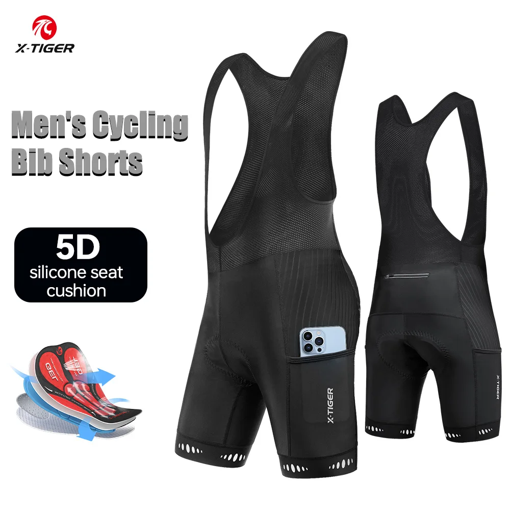 AliExpress X-TIGER Men's Cycling Bib Shorts 5D Padded 3 Pockets Breathable Quick Dry Road Mountain Bike Pants For Long Rides