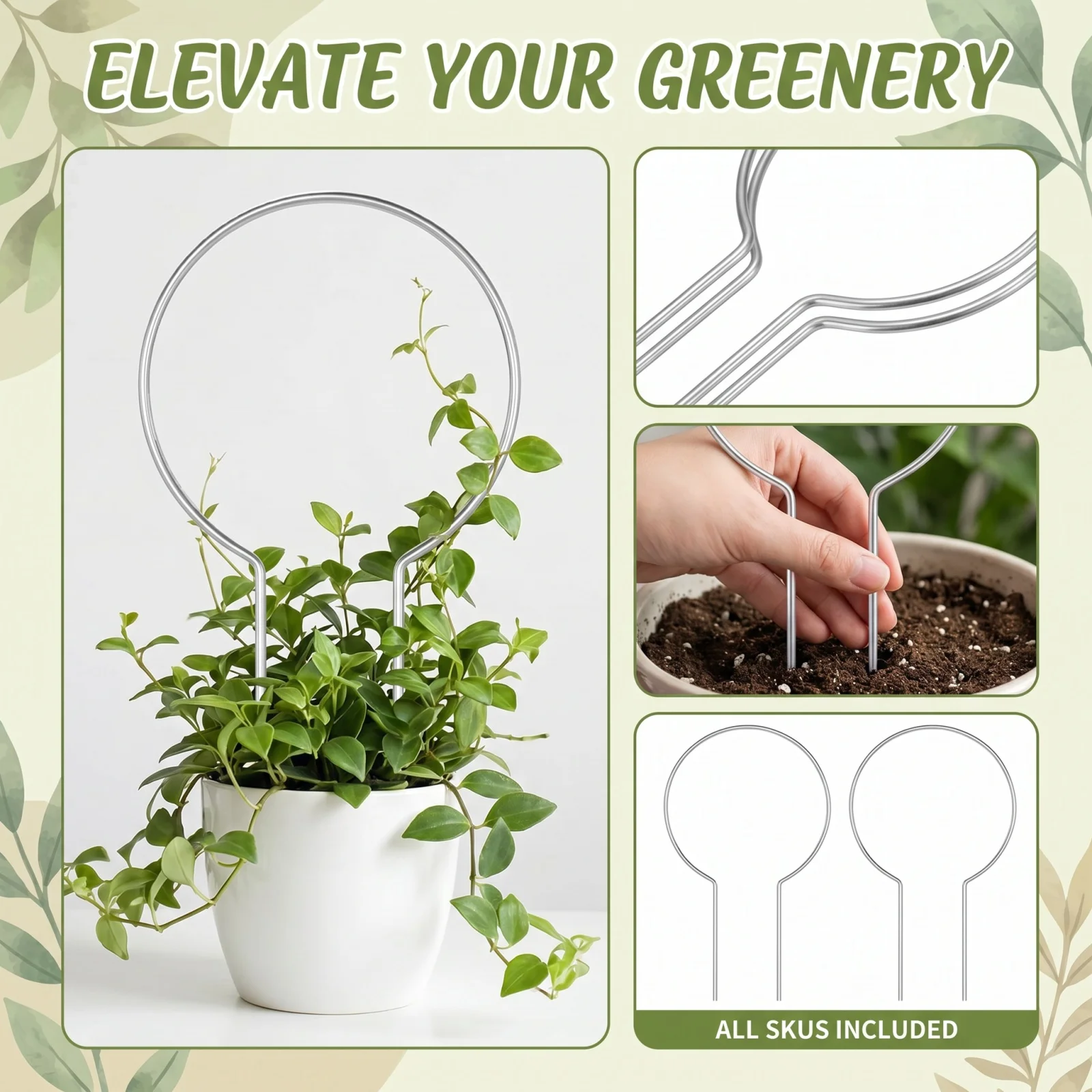 2 Pack Arc-shaped Acrylic Plant Stand Climbing Frame for Potted Plants Indoor Support and Garden Decorative Bracket