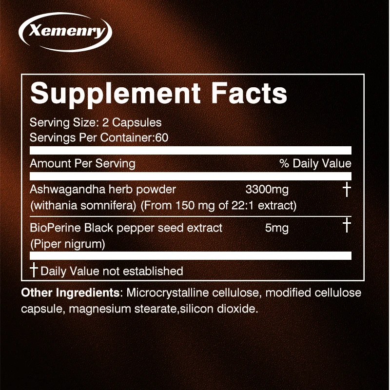 Ashwagandha Supplement - Supports sleep, relieves stress, provides positive mood and memory