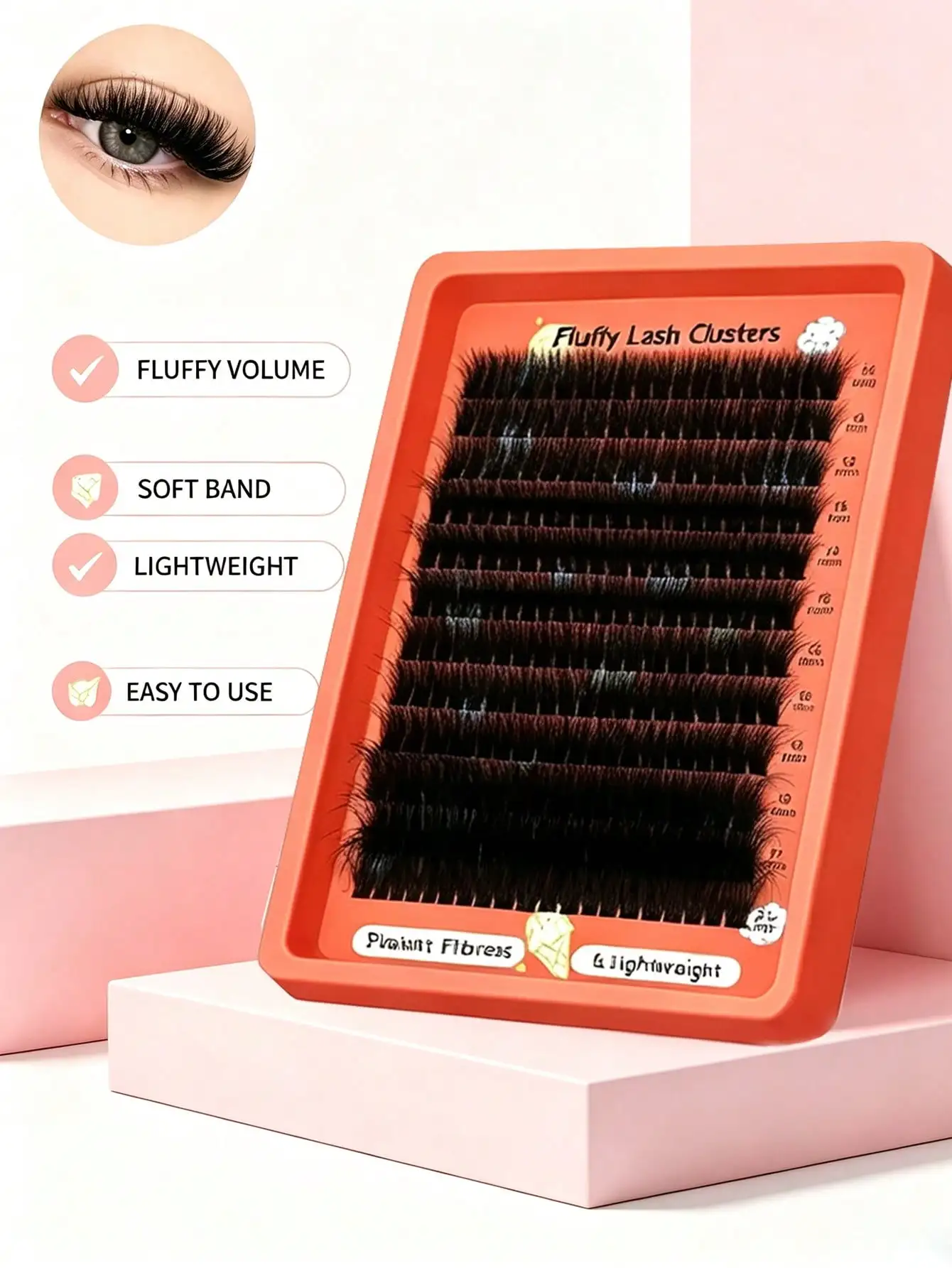 80D 100D Fluffy DIY Cluster Lashes 0.07mm D Curl 14 22mm Mixed Lengths Thick Voluminous Easy Apply Reusable Soft For Beginners