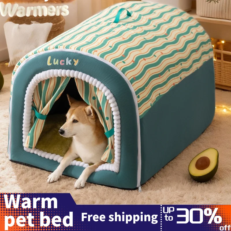 Large Dog House Winter Warm Insulated Outdoor Dog Kennel for Extra Big Dogs Weatherproof Heated Pet Shelter with Removable Roof