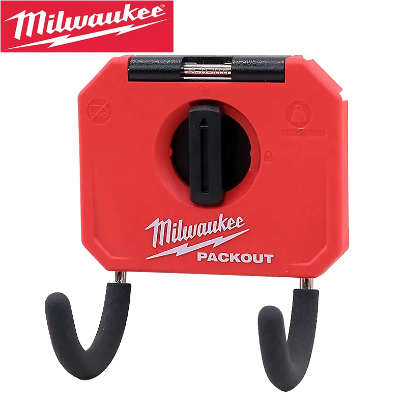 Milwaukee 48-22-8335 PACKOUT 3 Curved Hook Load Bearing 15 Pounds Tool Storage Tool Kit Durable  Rubber Wall Hanging Hook