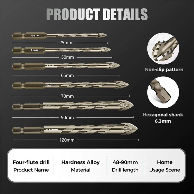 مجموعة رؤوس مثقاب غريب الأطوار ذات أربعة فلوت من ABNO، 2025 جديدة 4 لقم ثقب سن المنشار - تصميم سن المنشار المسنن بأربعة حواف