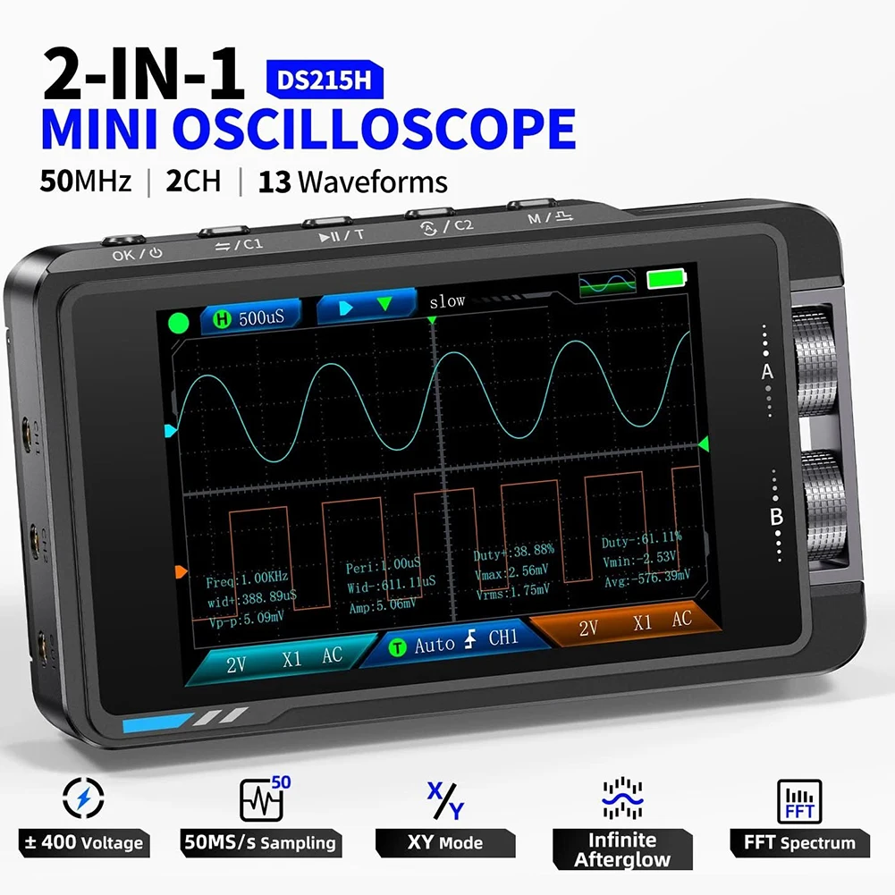 

FNIRSIs DS215H Handheld High-definition Screen 50MHz Digital Oscilloscope + Signal Generator Automatic Oscilloscope Tools