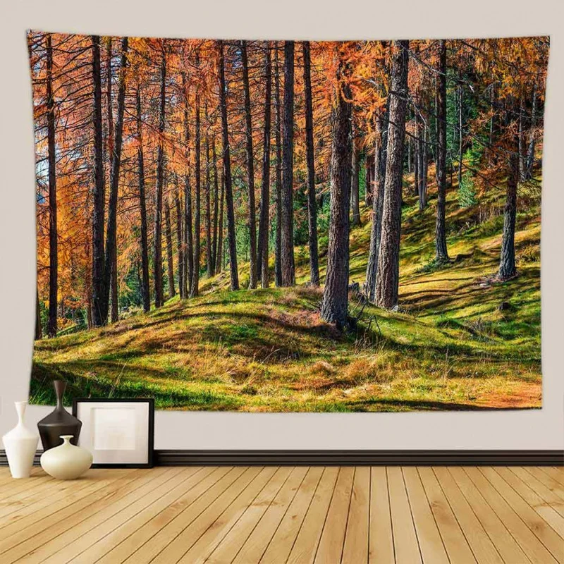 VIKAMA Wandteppich mit Waldlandschaft, große Wanddekoration, Naturlandschaft, ästhetische Raumdekoration für Zuhause