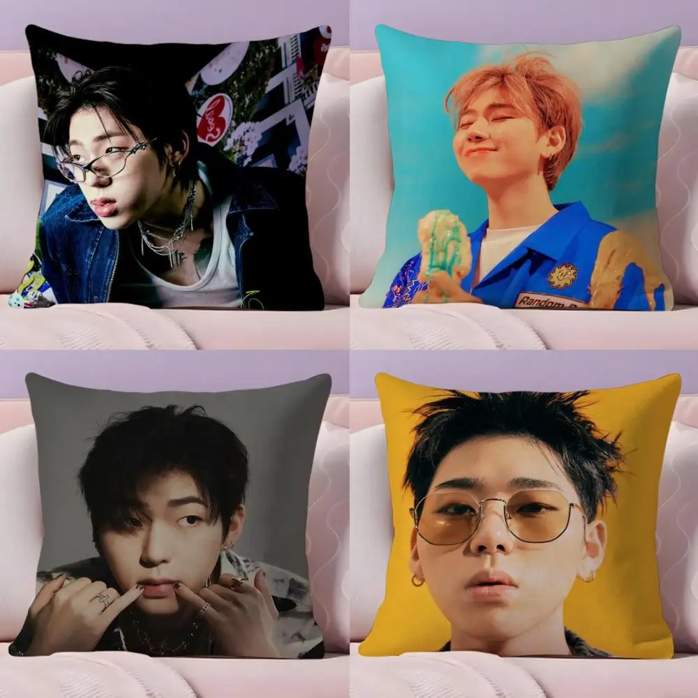 Kpop Z-ZICO capa de almofada curta de pelúcia impressão dupla face casa máquina lavável em inverno quente fronha