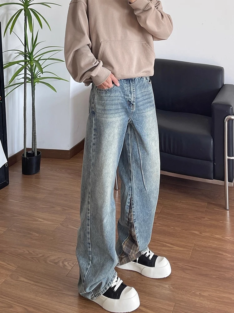 

Свободные мужские джинсы в американскую клетку, весенний дизайн, широкие брюки в стиле ретро, молодежный тренд Faion