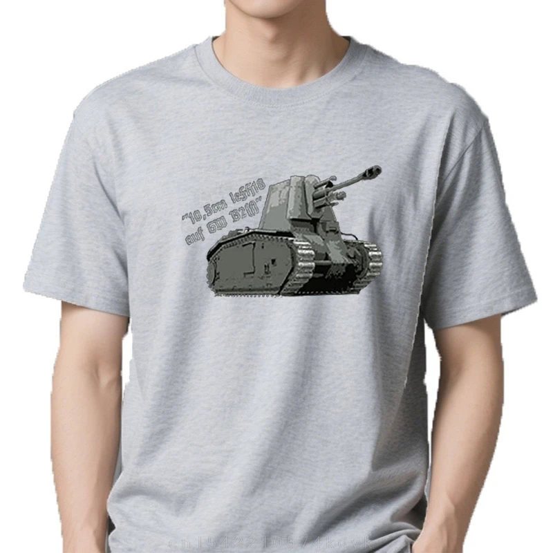 Camiseta a col rond en coton imprimé Char B1 de la segunda guerra mundial, campagnard léger, artillería d'obusier, francés, été