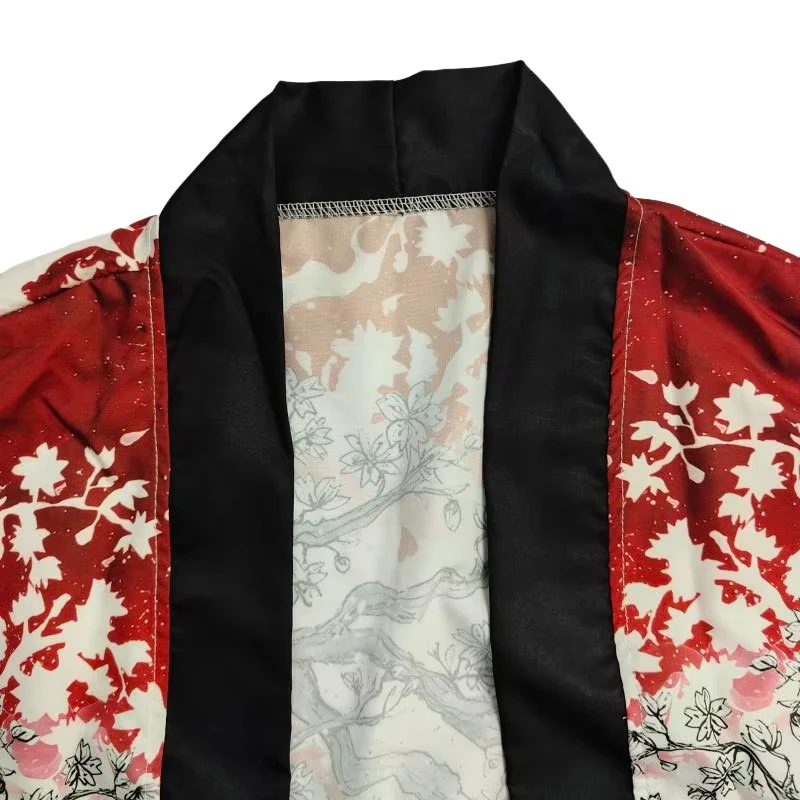 Japanese Traditional Kimono Yukata Samurai Unique Petal Print Loose Unisex Traditional Haori Cosplay Kimono Cardigan Jacket