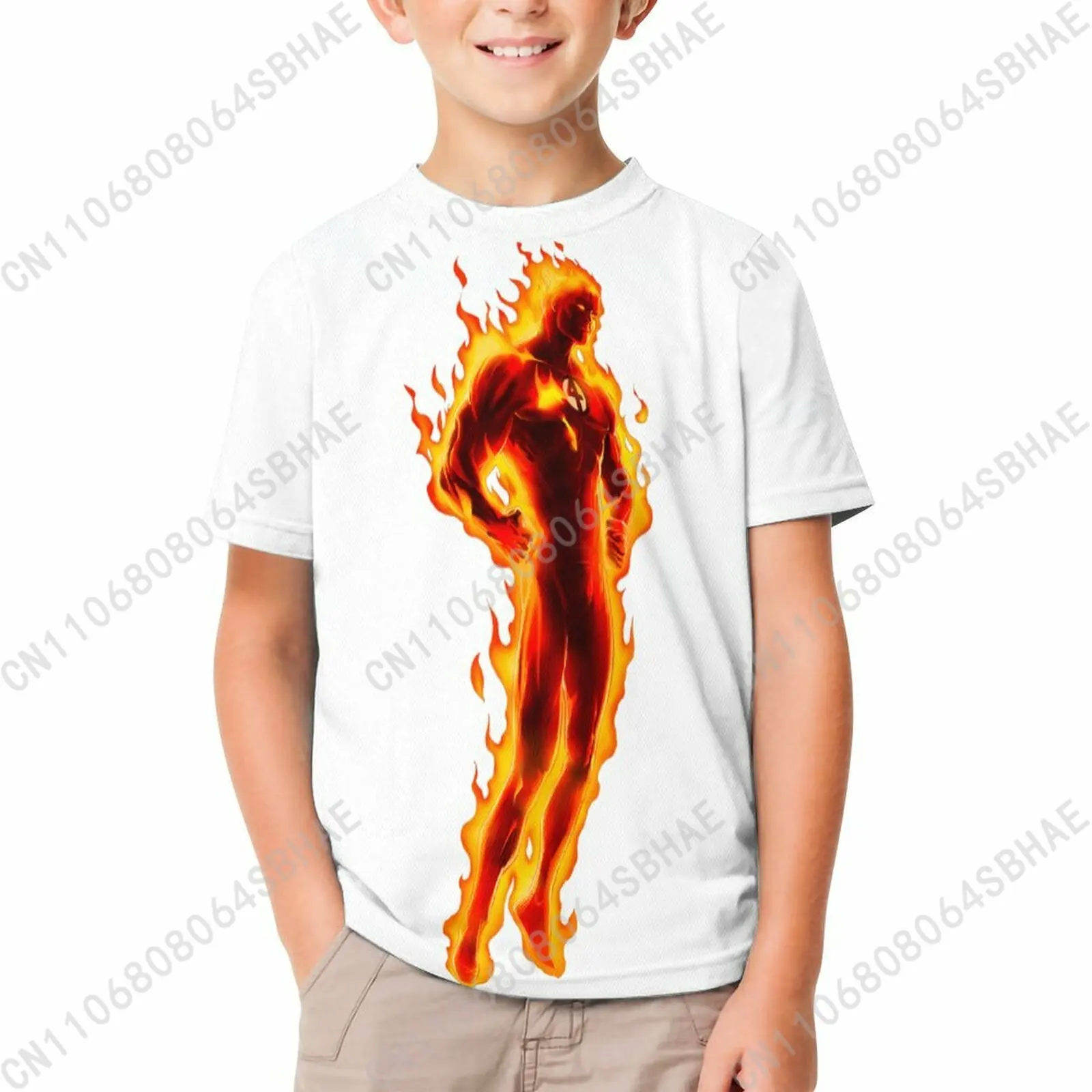 

Marvel Human Torch T Shirt Boy Girl Short Sleeve Print Cotton TShirt Comfortable Crew Neck Children Child Tee Cosplay