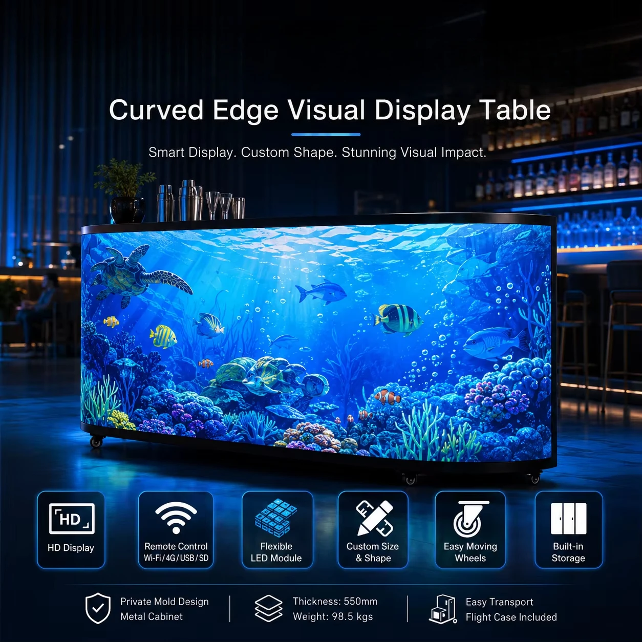New Design Modular High Definition Pixel Indoor Advertisement P1.86 P2 P2.5 DJ Booth LED Table Front Desk Led Display LED Desk