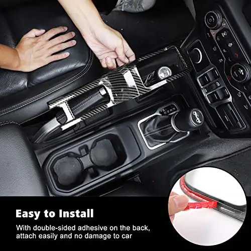 

Carbon Fiber Interior Trim For Center Console, Gear Shift & Cup Holder Area Compatible With 2018–2024 Jeep JL, JLU, JT Models