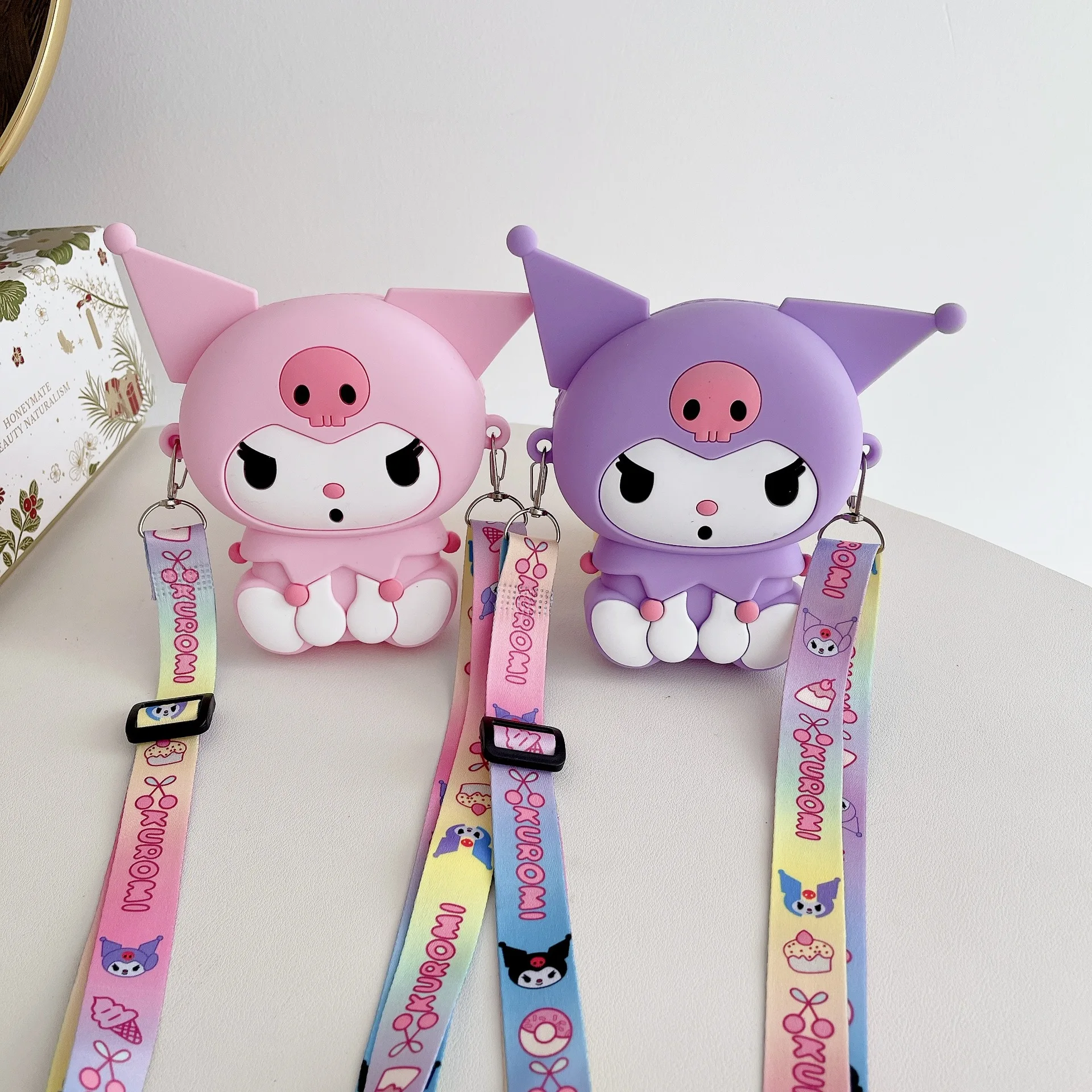 

Kawaii Sanrio Kuromi Silicone Coin Purse Crossbody Bag Cute Keychain Pouch Storage Wallet Mini Bag Girls' Gift