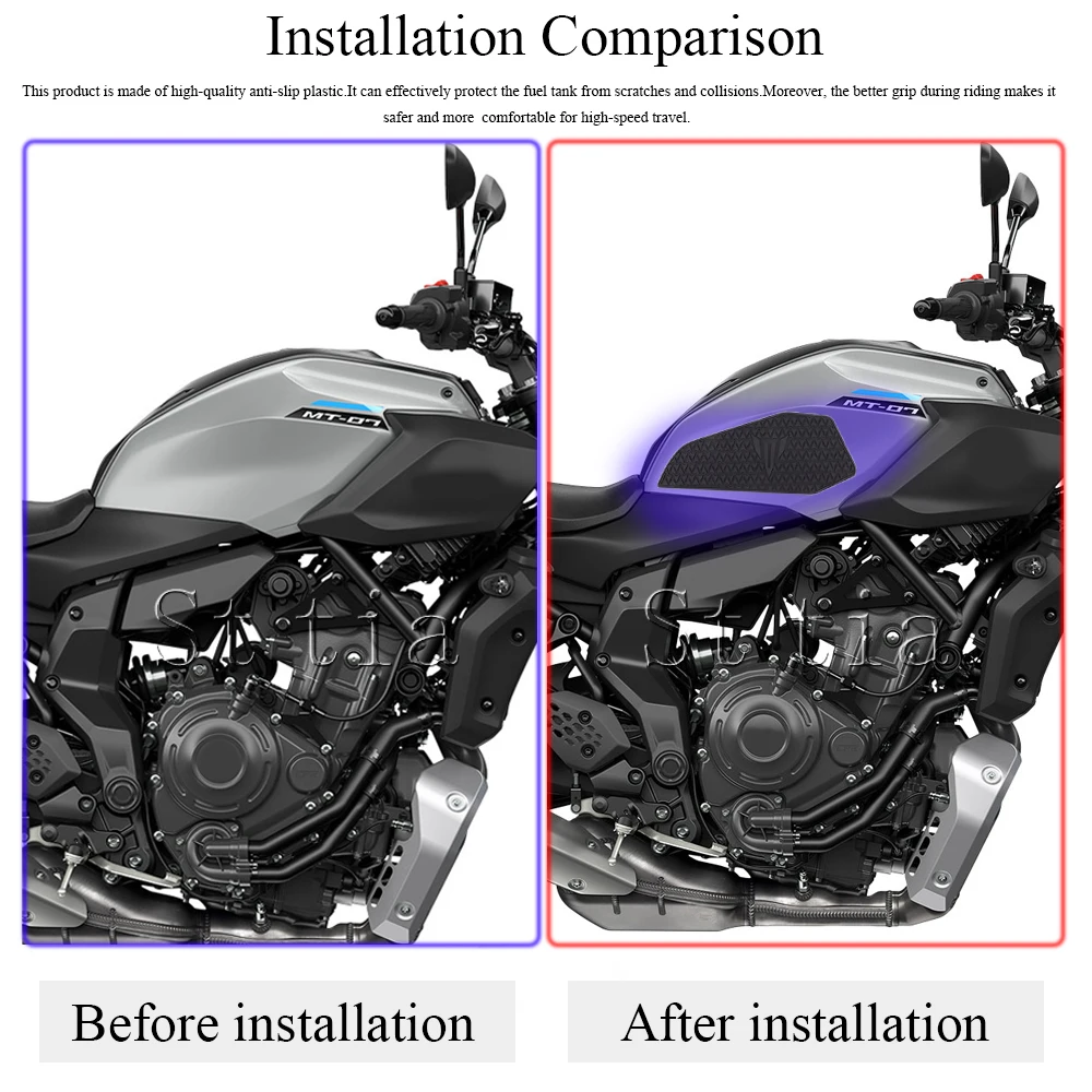 MT-07 2025 New Motorcycle Tank Pad Fit For Yamaha MT-07 MT07 MT 07 mt07 Fuel Tank Pad Non-slip Side Fuel Tank Waterproof Pad