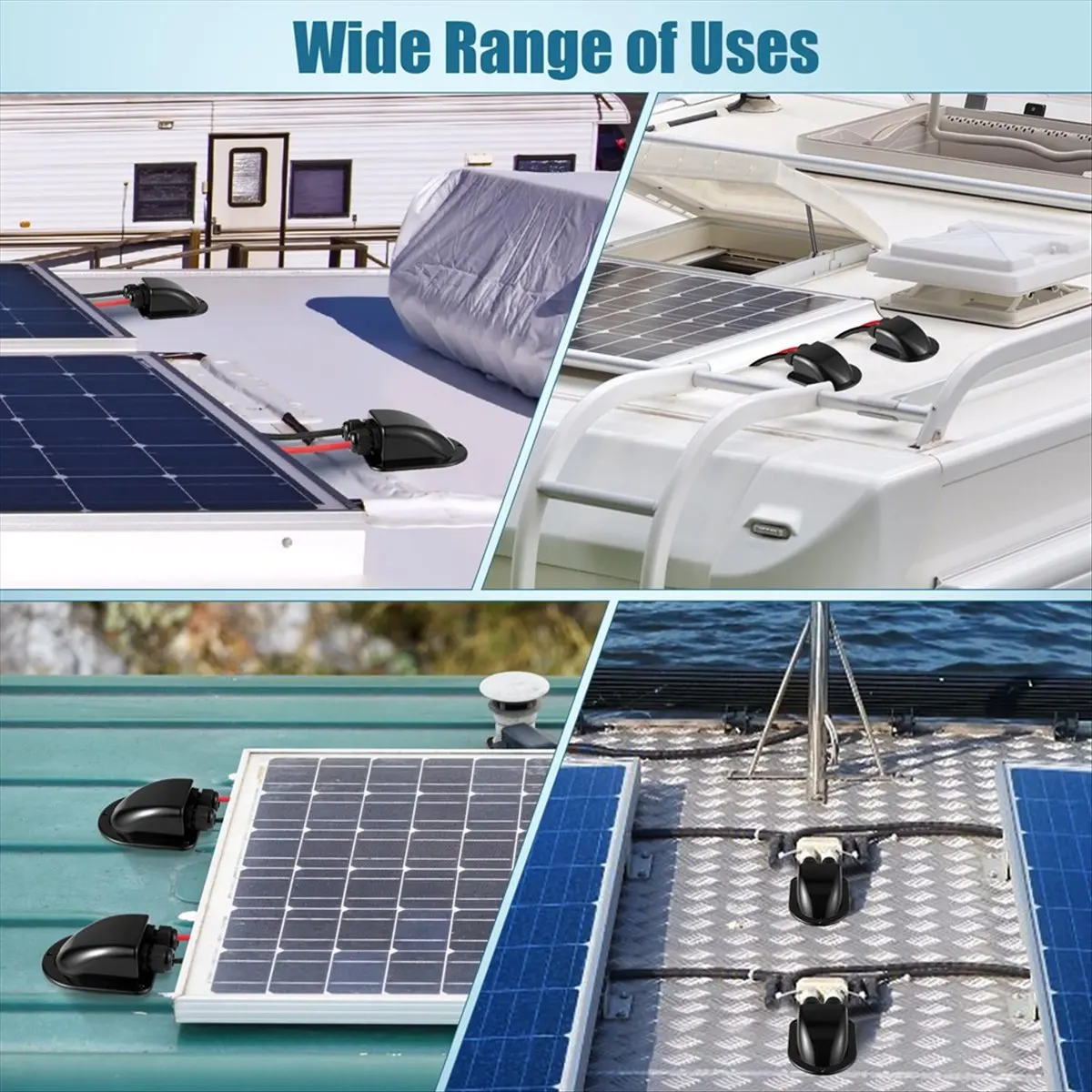 2 Pack Solar Cable Entry Gland,Solar Gland, Dual Cable Entry Housing for All Types 3mm² to 10mm² RV,Caravan,Marine Black