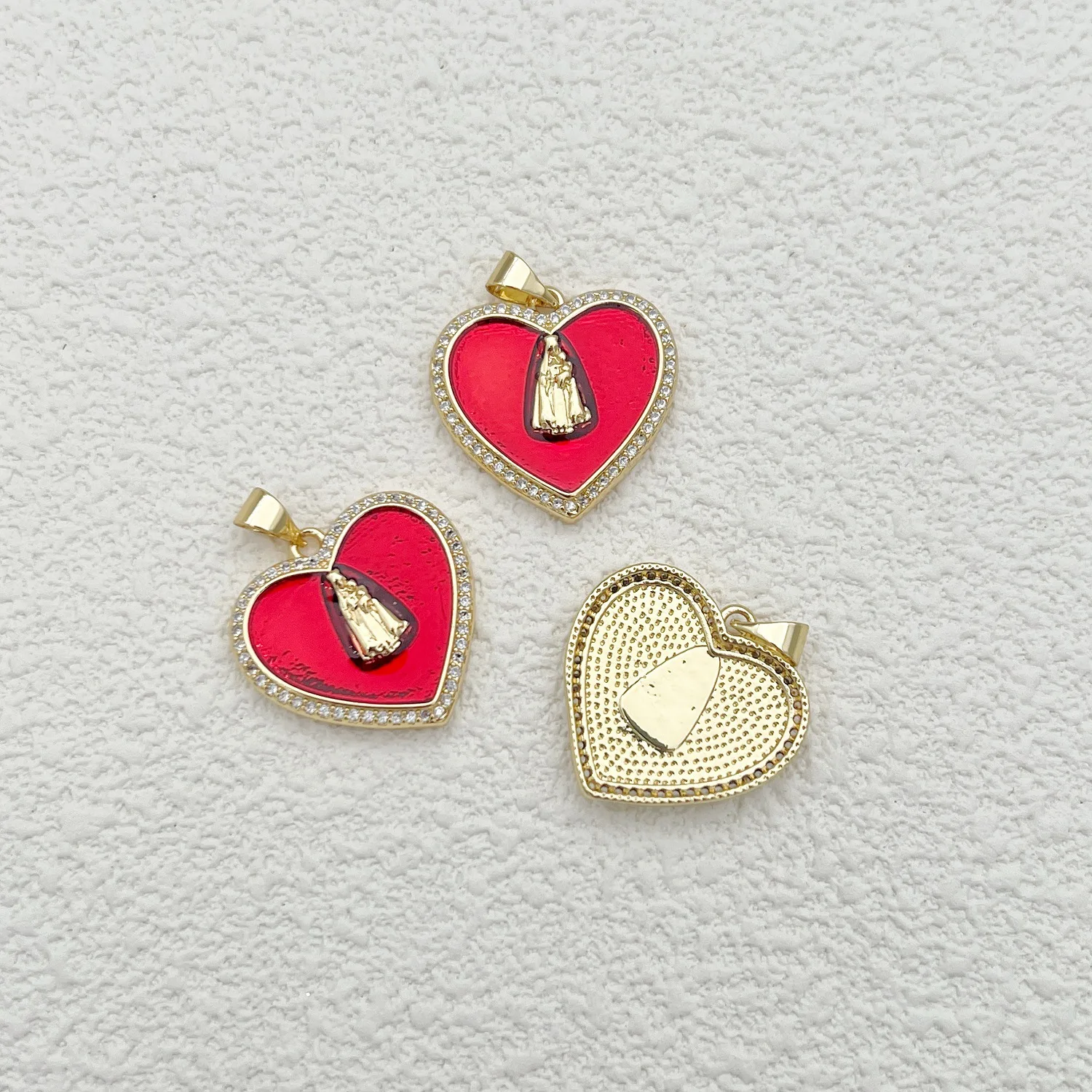 5pcs Love Heart Peach Heart Pendant Necklace for Women Copper Gold Plated Brazilian Lover Gift Clavicle Chain Pendant Wholesale