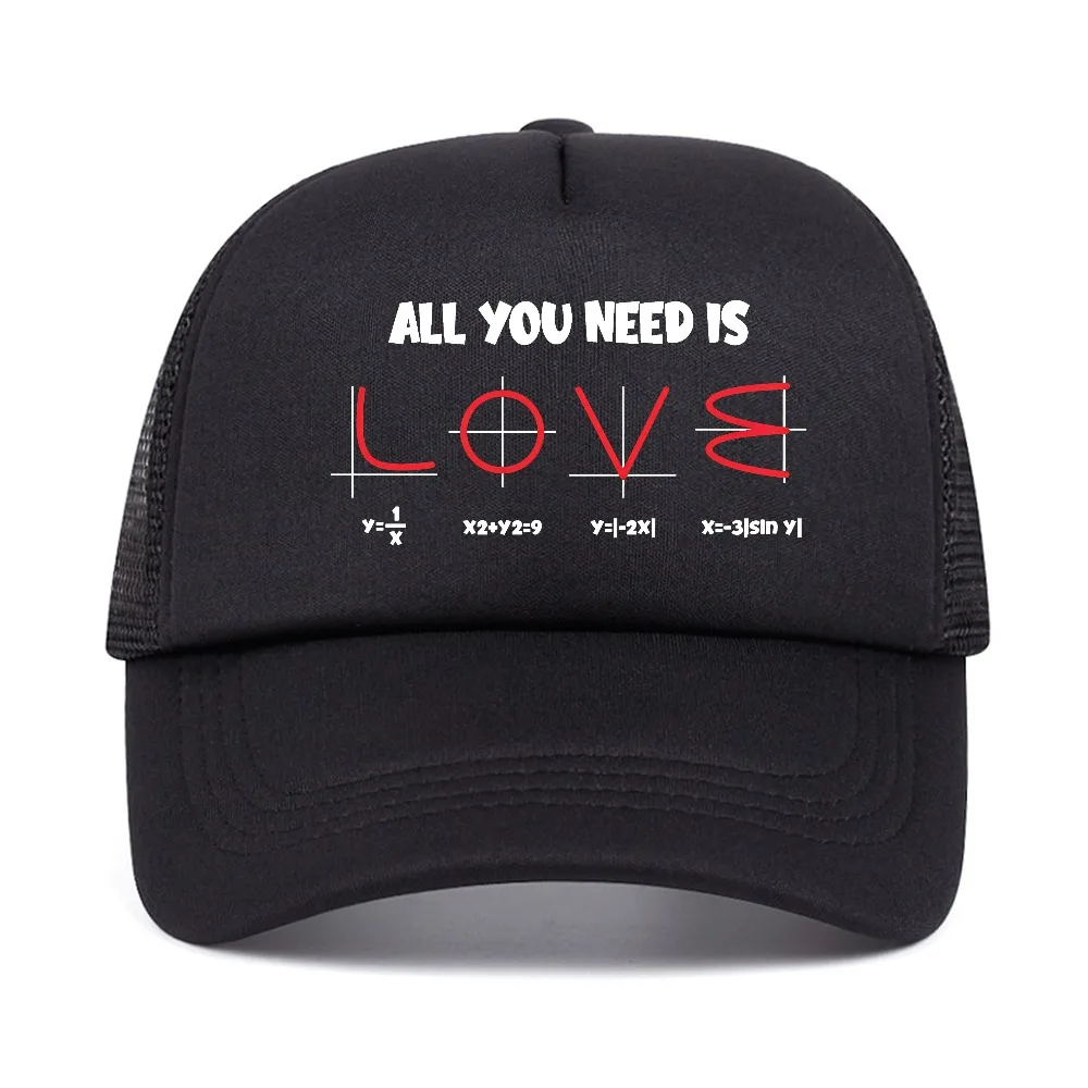 All You Need Is Love Math Equation baseball cap Summer Man Women breathable Snapback Hats outdoor casual mesh trucker hat