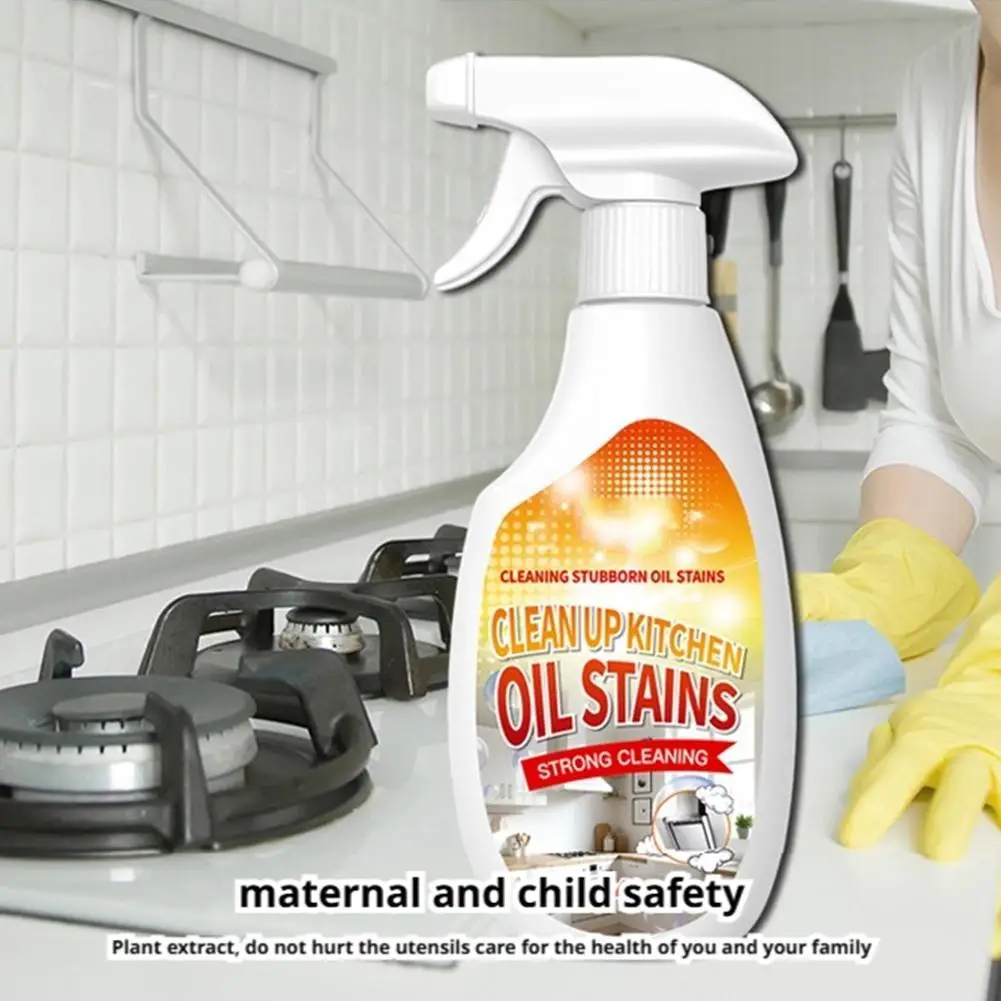 Kitchen Stain Oil Remover Strong Fast-Acting Cleaning Stubborn Oil Stains Spray 240ml Stove Range Hood Clean Kitchen Utensils