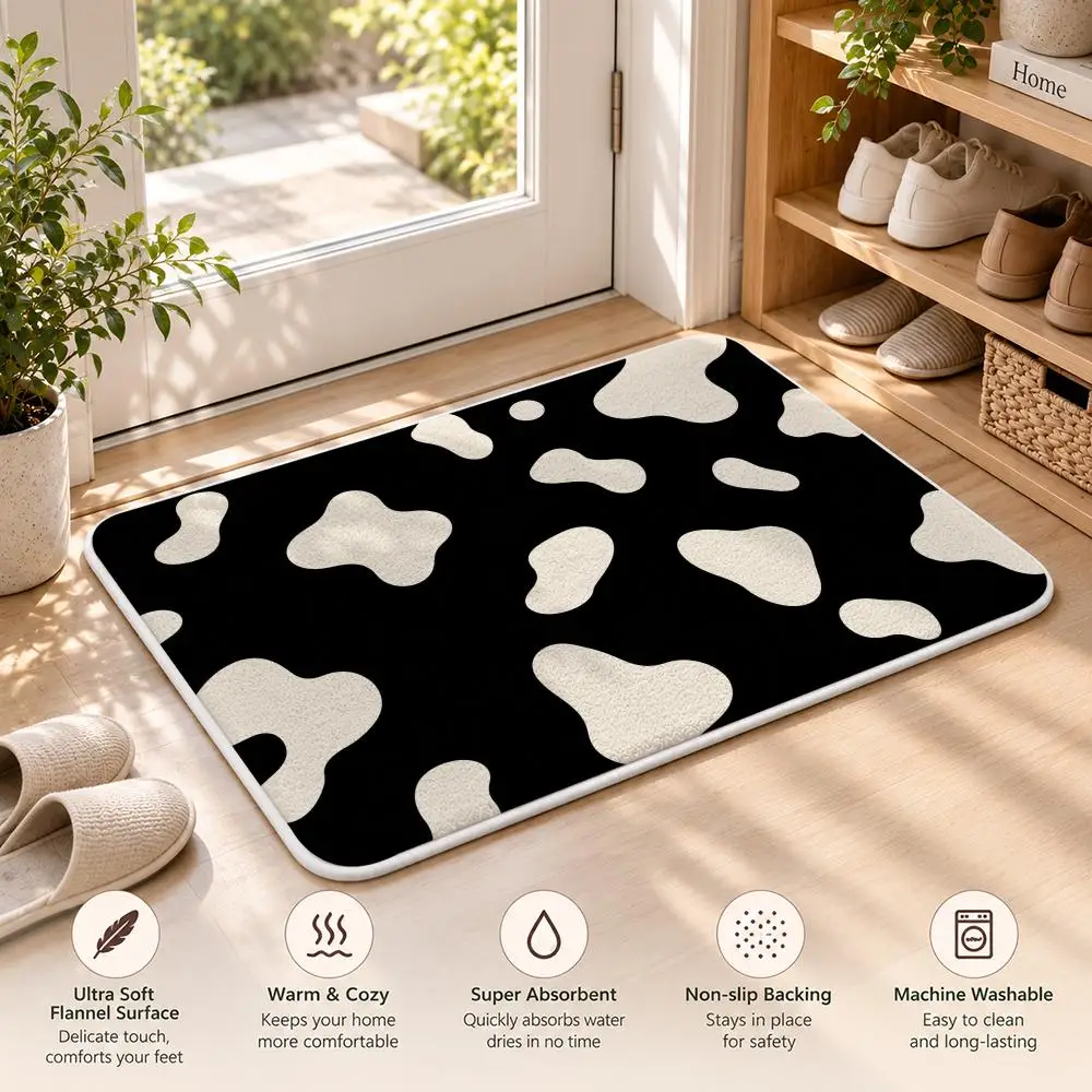 Cream Abstract Floor Mat Flannel Rug Soft Non Slip Washable Door Mat for Bedroom Living Room Home Decor 3